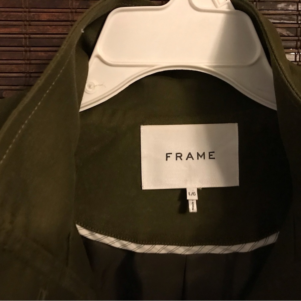 Frame Woman Cotton-Blend Canvas Peplum Jacket Army Green - Size L - Picture 2 of 5
